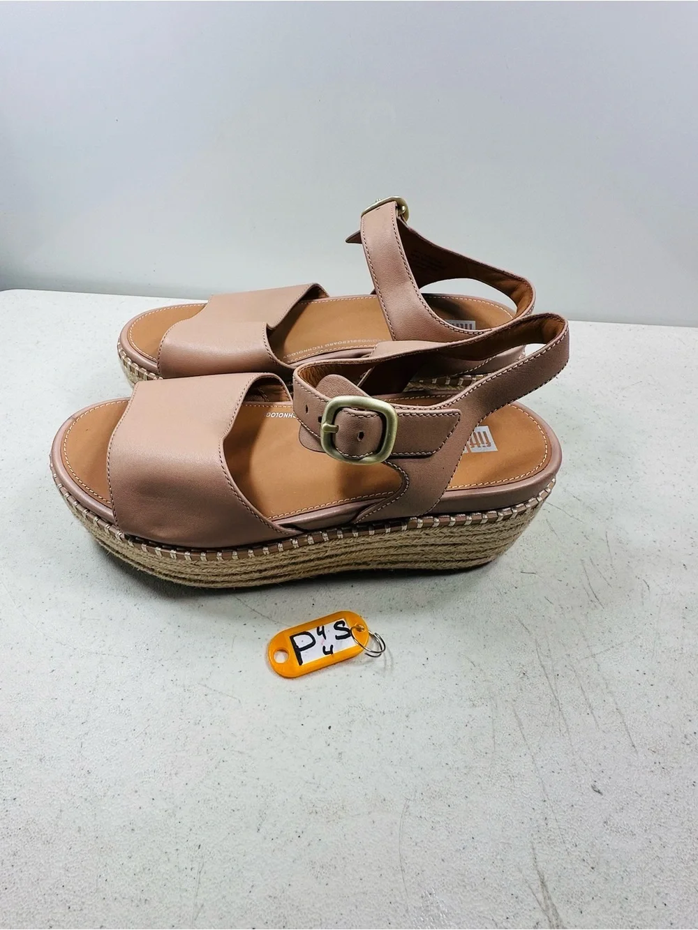 FitFlop Women's Eloise Cork-WRAP Leather Wedge Back Sandals  size 6,5